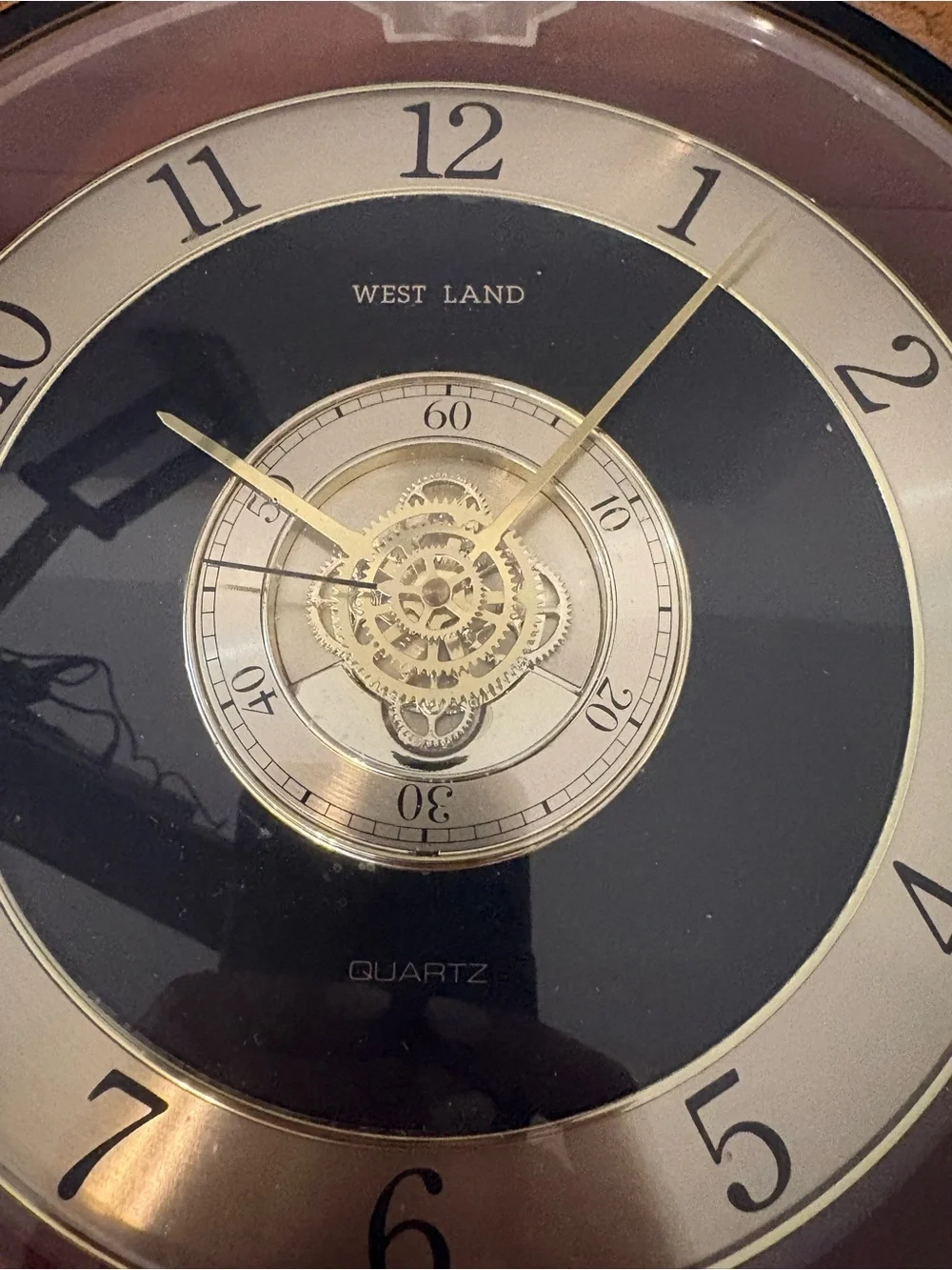 West Land Wood Quartz Wall Clock Skeleton Gear Style 12”